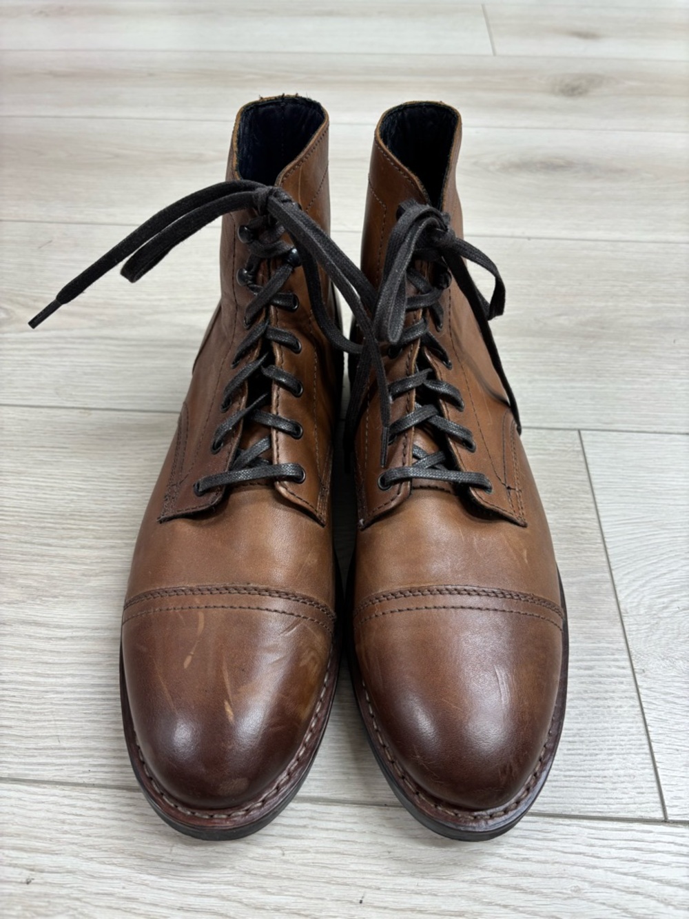 Thursday Boot Company Men's Captain Leather Lace-Up Boots in Brandy - Picture 7 of 11